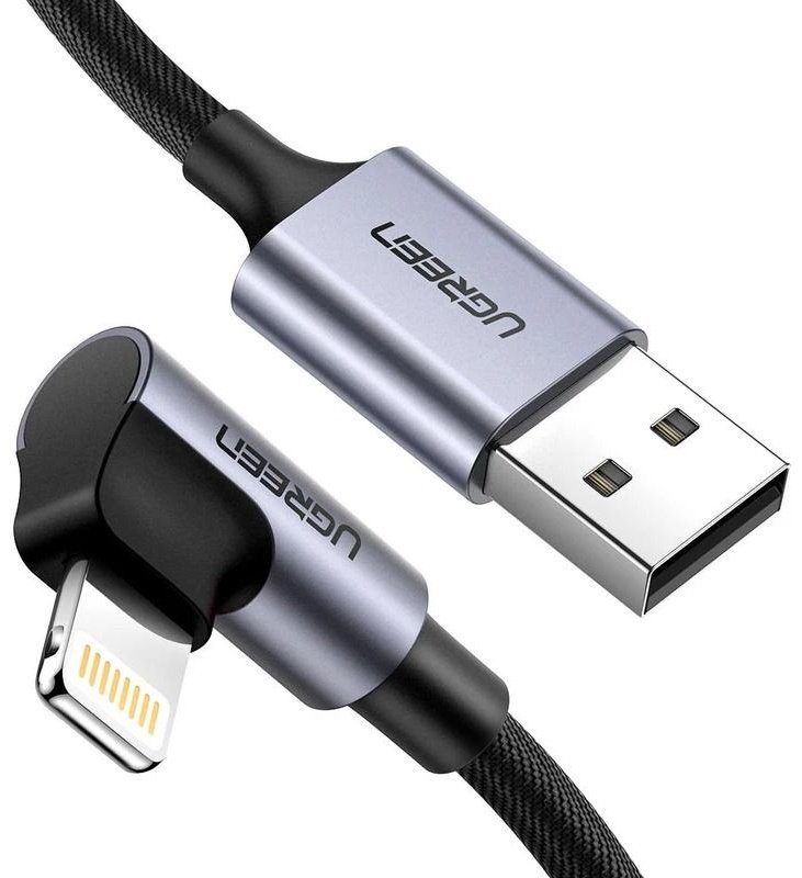 Кабель Ugreen USB Type-A (F), Lightning, 1 м, US299 Angled 60521 черный купить,NaN