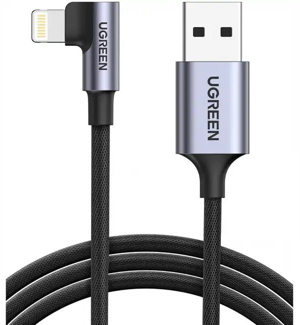 Кабель Ugreen USB Type-A (F), Lightning, 1 м, US299 Angled 60521 черный купить,NaN