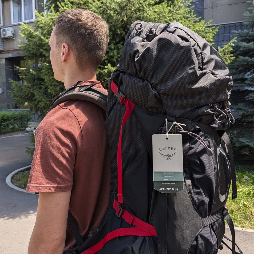 Рюкзак Osprey Aether Plus 100 10002889 треккинговый 100 черный купить,NaN