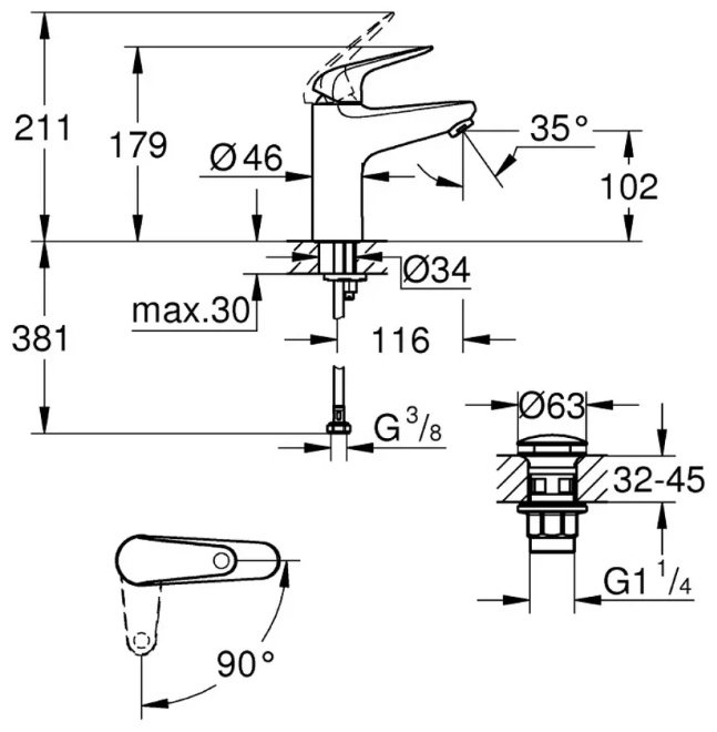 Смеситель Grohe Euroeco 24269001, латунь, цвет хром - ForteMarket Смеситель Grohe Euroeco 24269001, латунь, цвет хром купить,59600