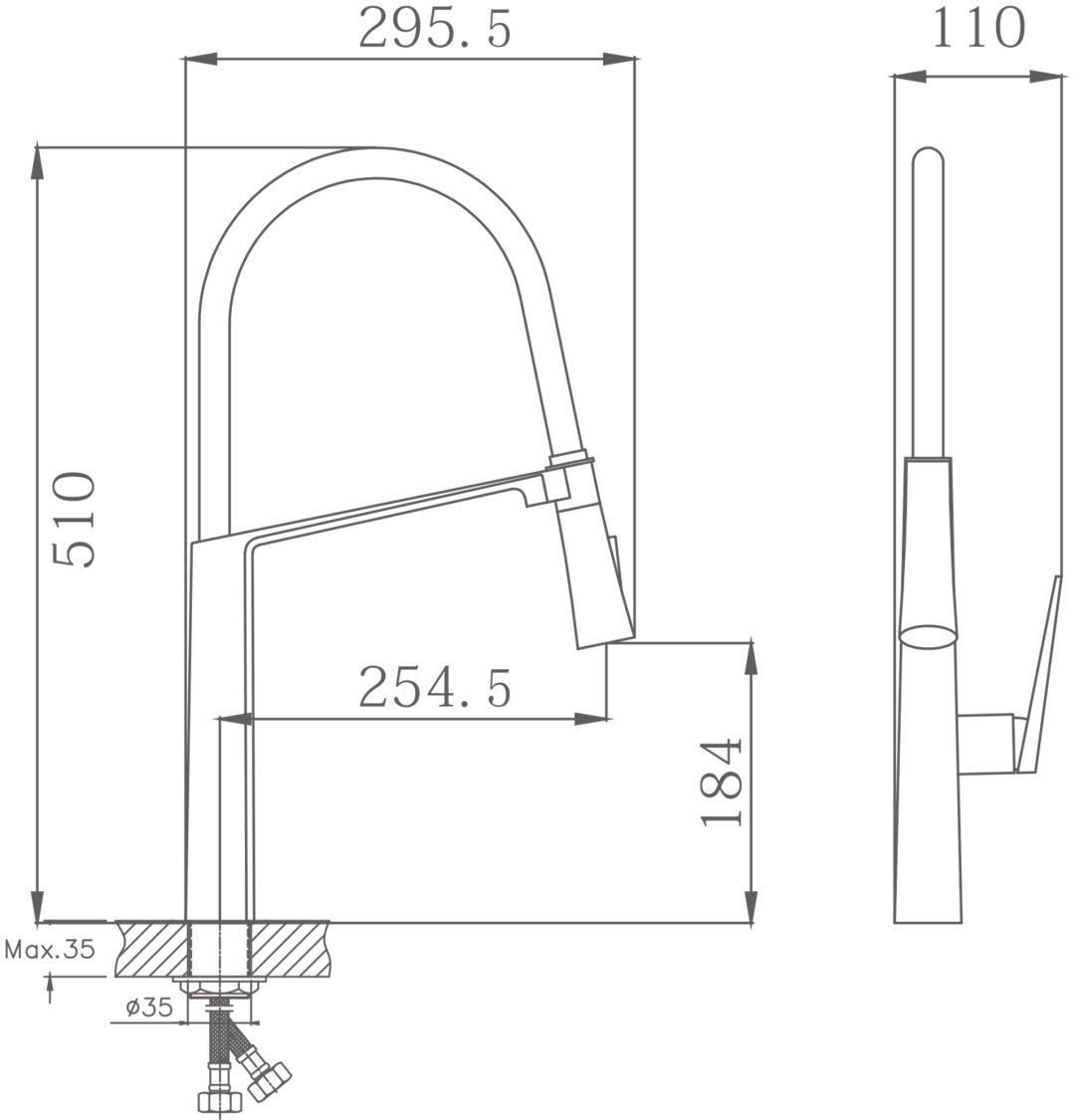 Смеситель с гибким изливом Haiba HB73827, латунь, цвет серый, хром купить,NaN