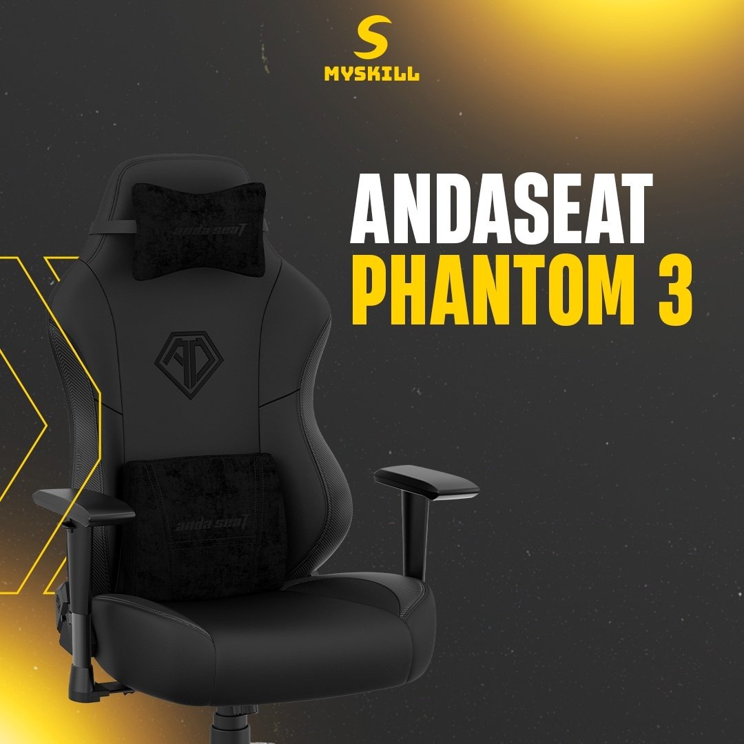 Игровое кресло AndaSeat Phantom 3 AD18Y-06-B-PVC-B01, черный купить,141586
