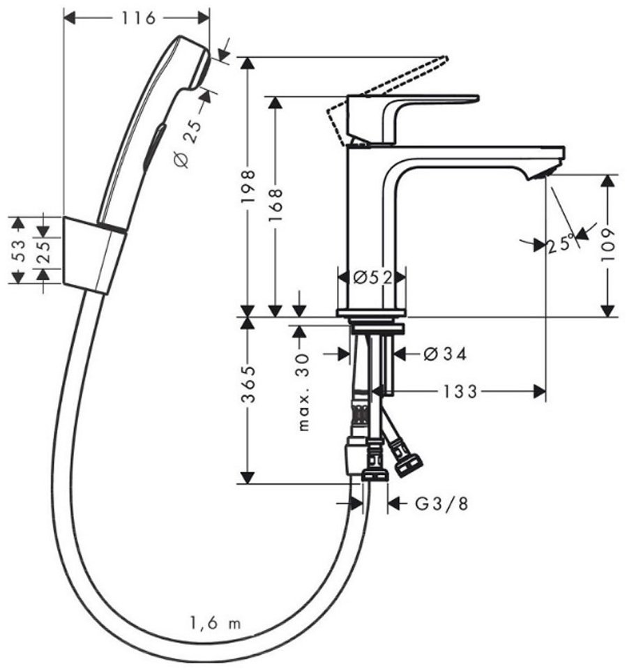 Смеситель для раковины (умывальника) Hansgrohe Rebris S 72215000, однозахватный купить,134400