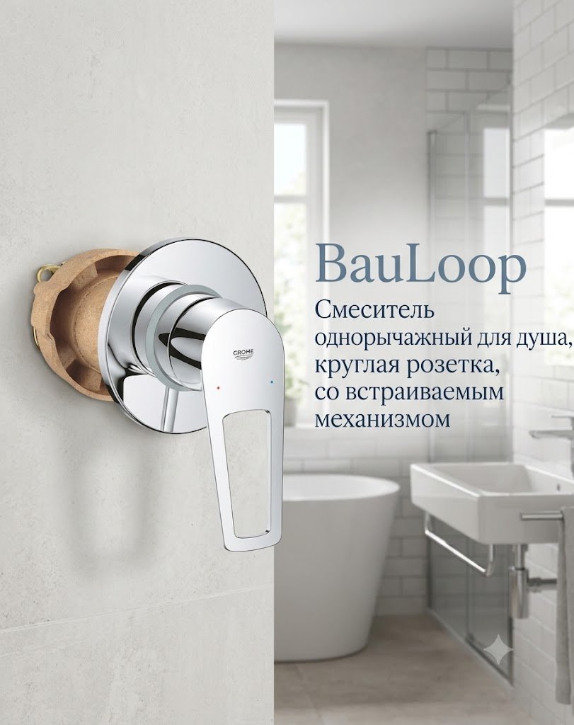Смеситель Grohe BauLoop 29042001 , латунь, цвет хром купить,NaN