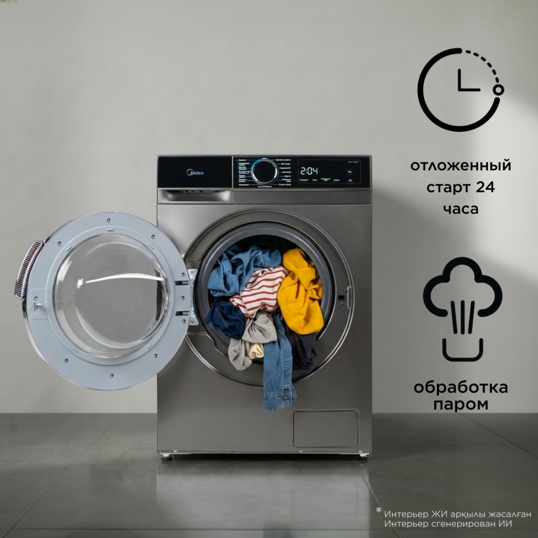 Стиральная машина Midea MFA01D80B/T-KZ серый, черный купить,232990