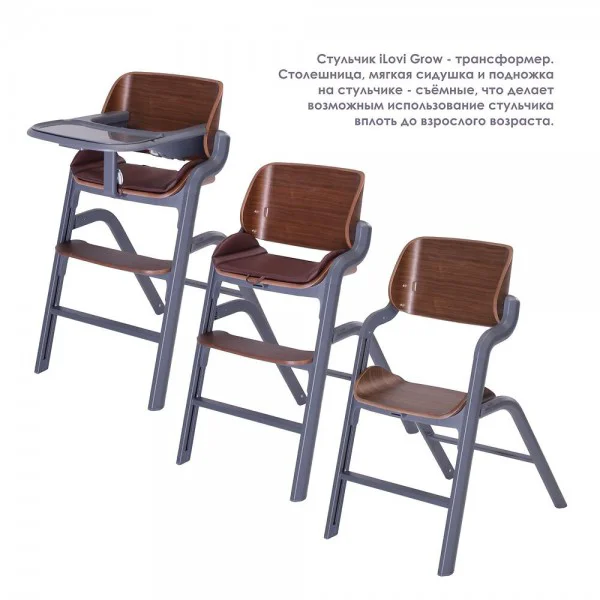 Стульчик для кормления iLovi Grow Woody Gray