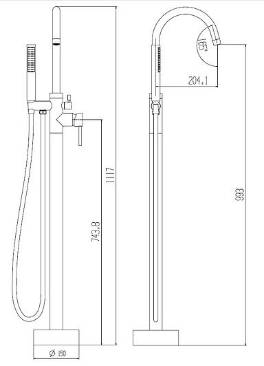 Смеситель для ванны ESKO ESKO F1B, латунь, цвет черный купить,NaN