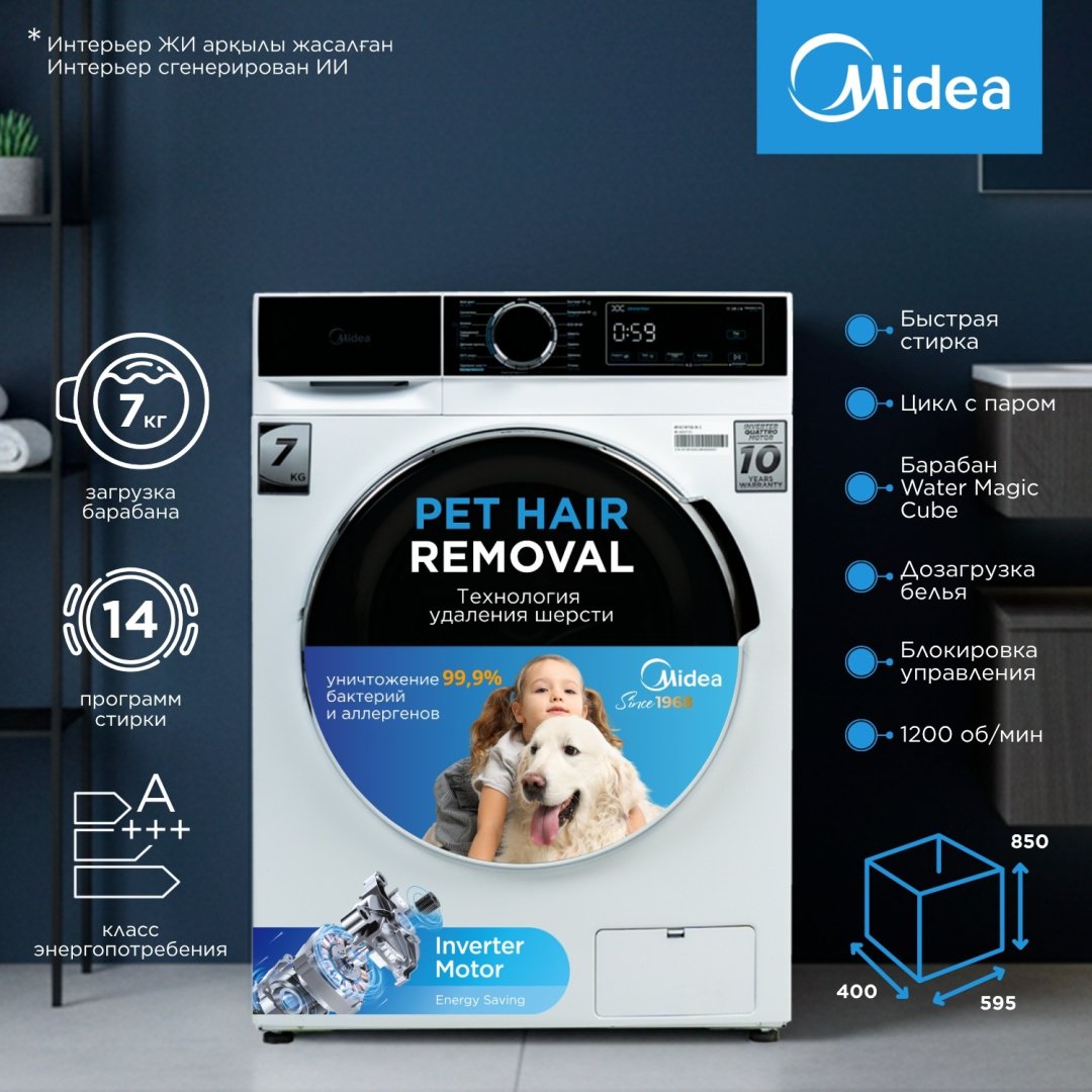 Стиральная машина Midea MFA01W70B/W-C белый, черный купить,NaN