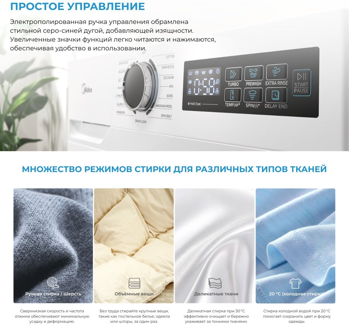 Стиральная машина Midea MF01712BS40/W белый