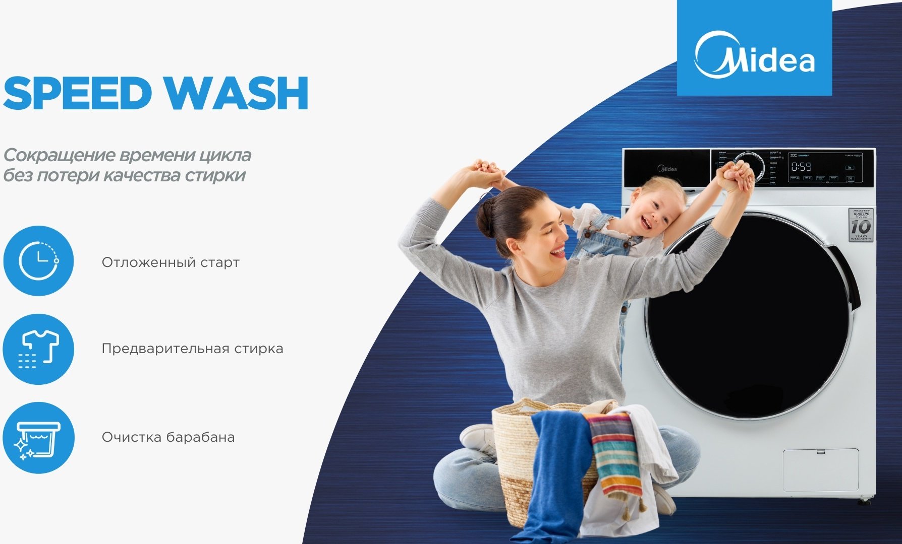 Стиральная машина Midea MFA01W80B/W-C белый, черный купить,NaN