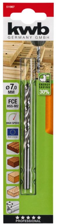 Сверло Сверло по твёрдой древесине FCE, 7 мм kwb by Einhell (511907) купить,NaN