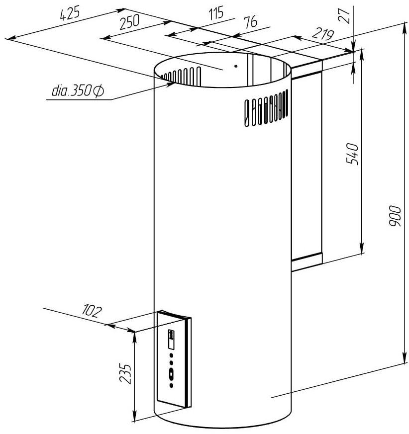 Вытяжка Dessus DH-102B черный купить,0