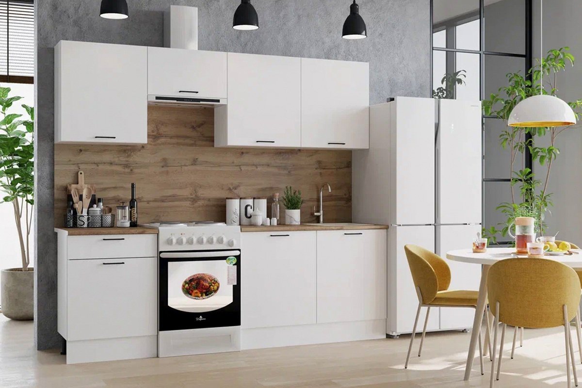 Кухонный гарнитур Горизонт Point, 240x220х60 см, ЛДСП, белый купить,0