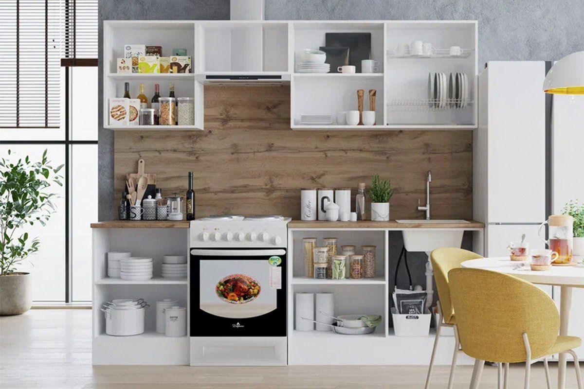 Кухонный гарнитур Горизонт Point, 240x220х60 см, ЛДСП, белый купить,0
