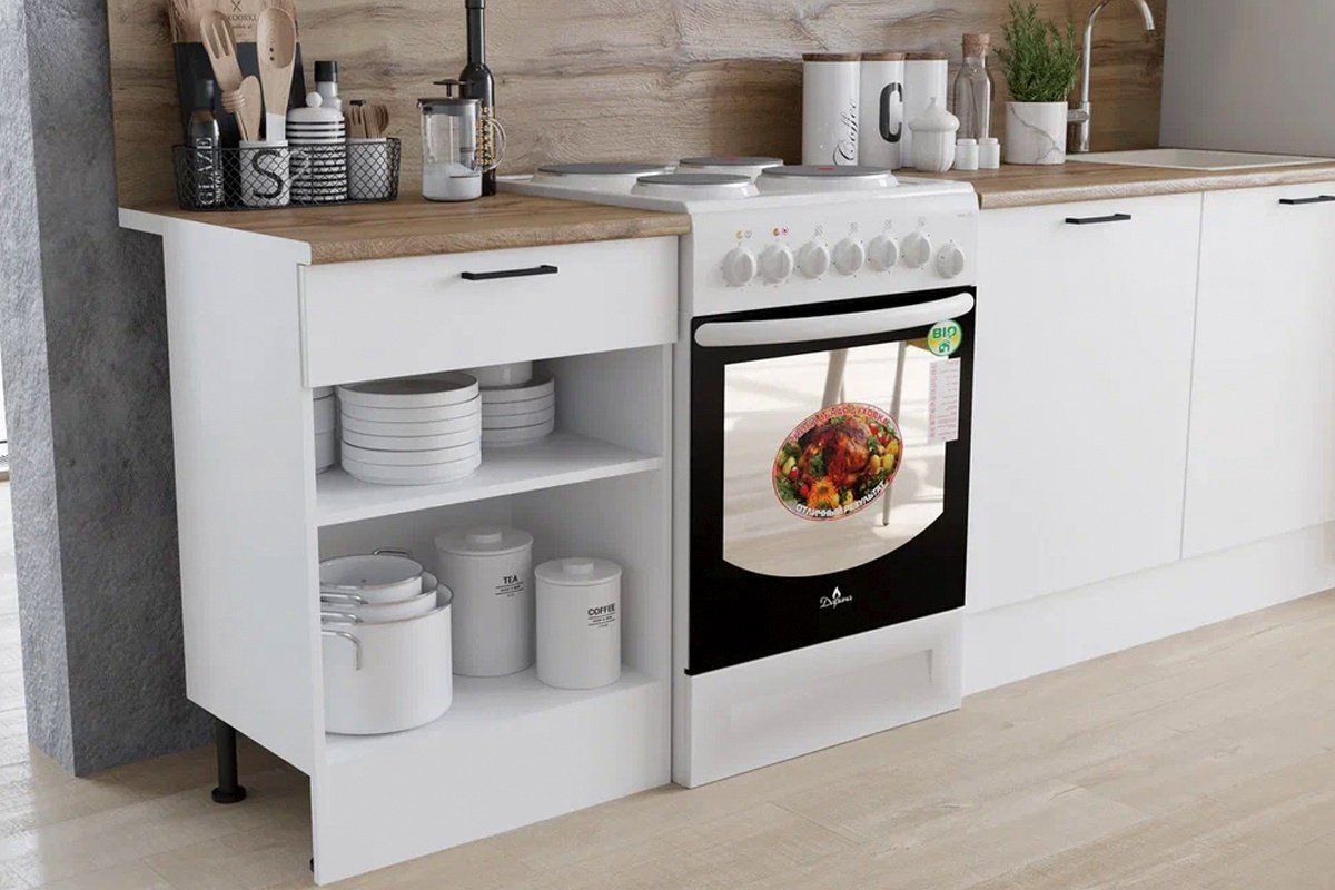 Кухонный гарнитур Горизонт Point, 240x220х60 см, ЛДСП, белый купить,0