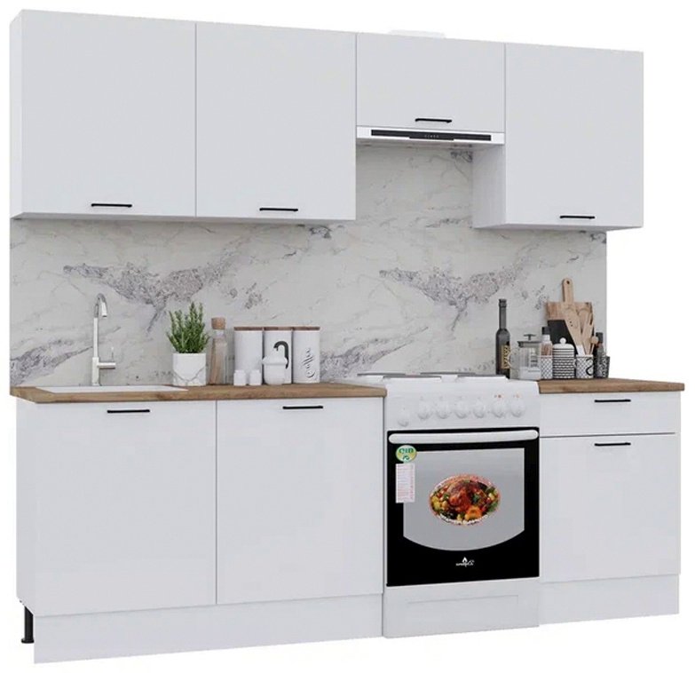 Кухонный гарнитур Горизонт Point, 240x220х60 см, ЛДСП, белый купить,0