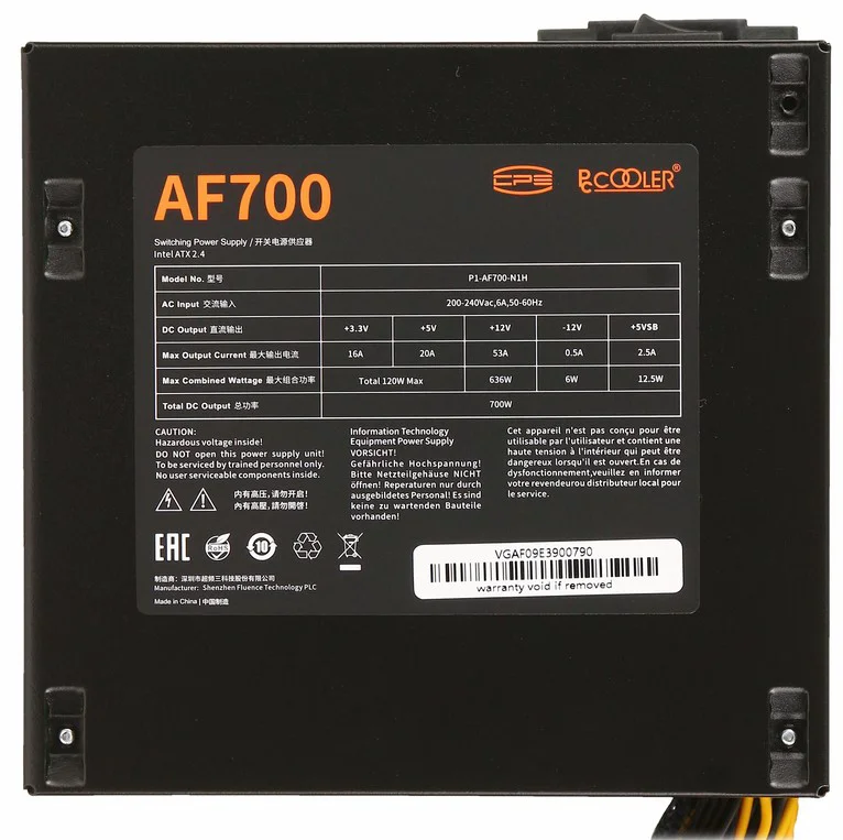 Блок питания PCCooler AF700 P1-AF700-N1HWBK1-EU Black