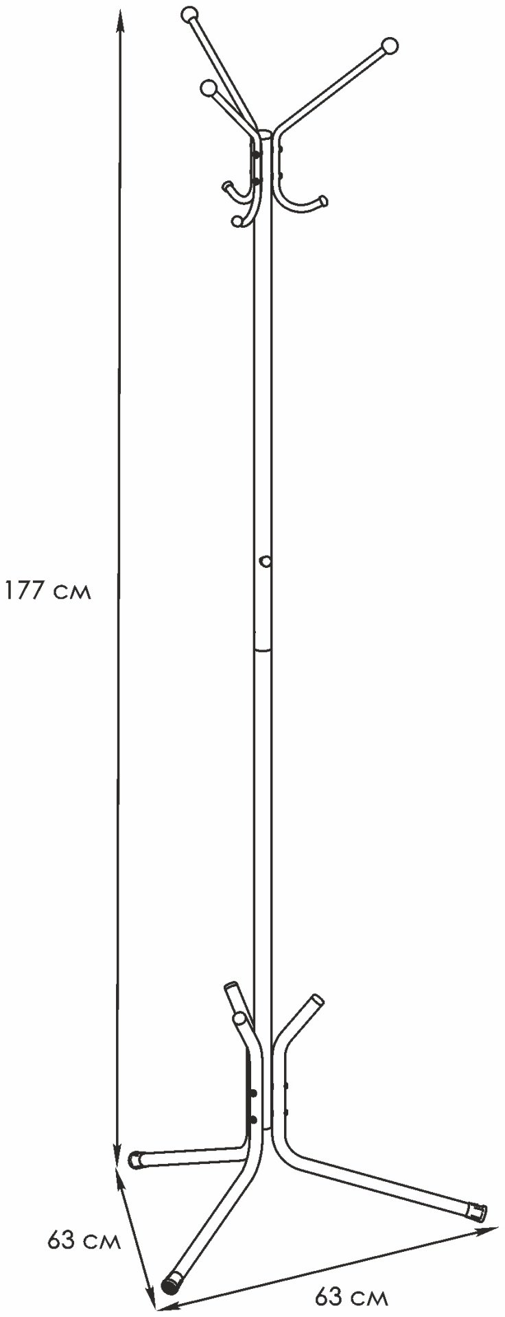 ЗМИ Вешалка стойка, напольная металл, 63x177 см, Луч 3 - ForteMarket ЗМИ Вешалка стойка, напольная металл, 63x177 см, Луч 3 купить,0