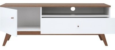 ТВ-тумба напольная BRW Брест Хеда RTV1D1S, 135x55x40.5 см, белый, коричневый купить,0