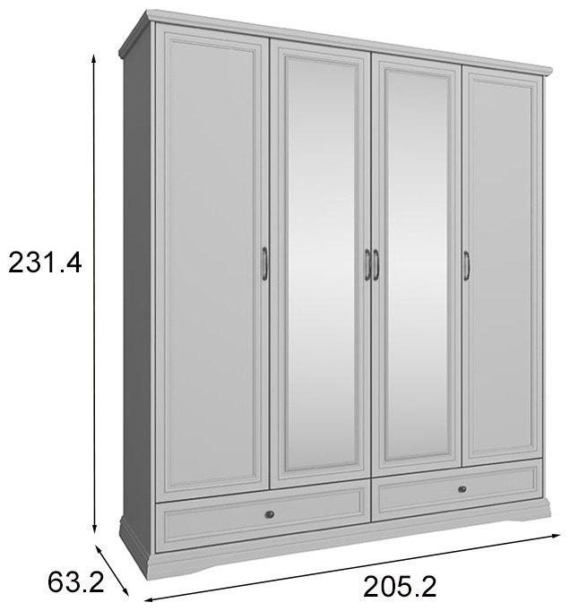 Распашной шкаф АНРЭКС Валенсия, 00032965, 205.2x231.4х63.2 см, серый купить,NaN