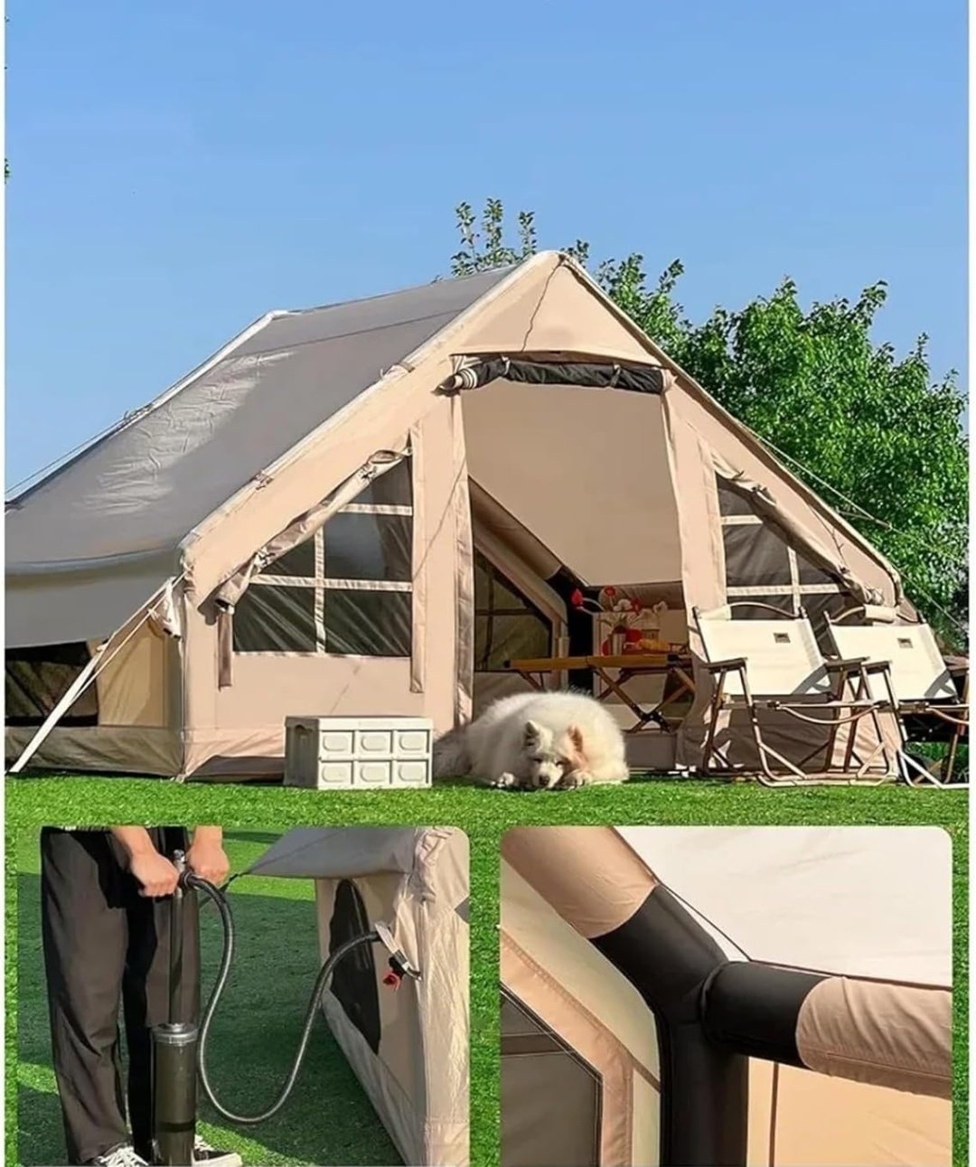 Надувная палатка TerraFox TF-Camping кемпинговая количество мест: 4 бежевый