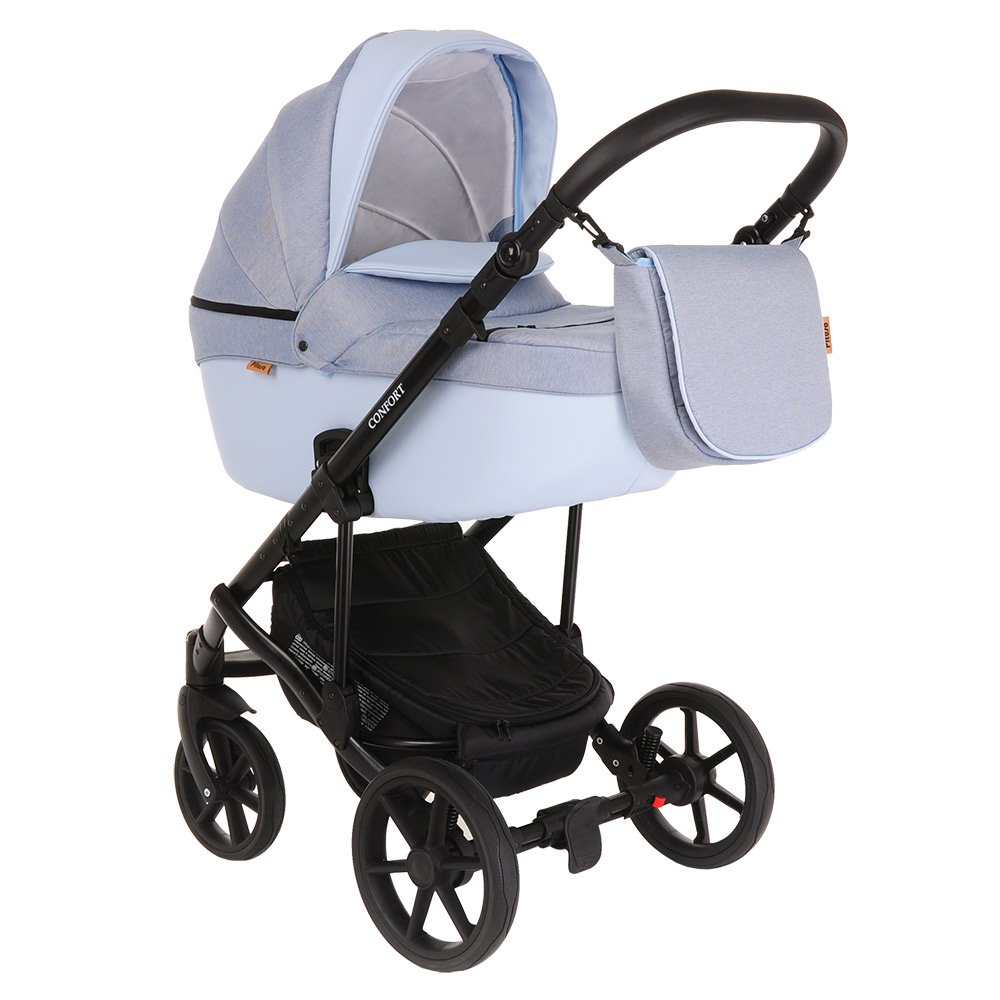 Коляска 2в1 Pituso Confort Plus Кожа голубая купить,NaN