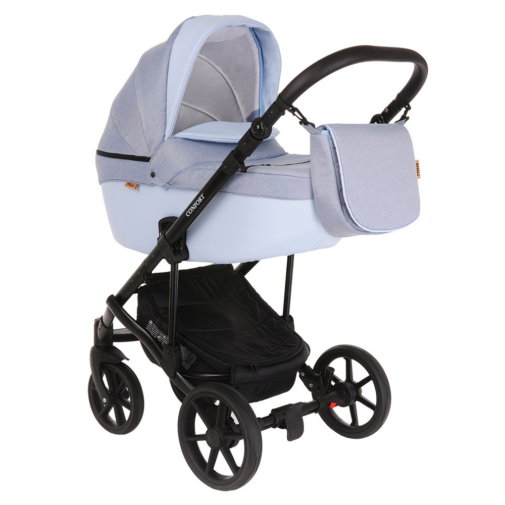 Коляска 2в1 Pituso Confort Plus Кожа голубая купить,NaN