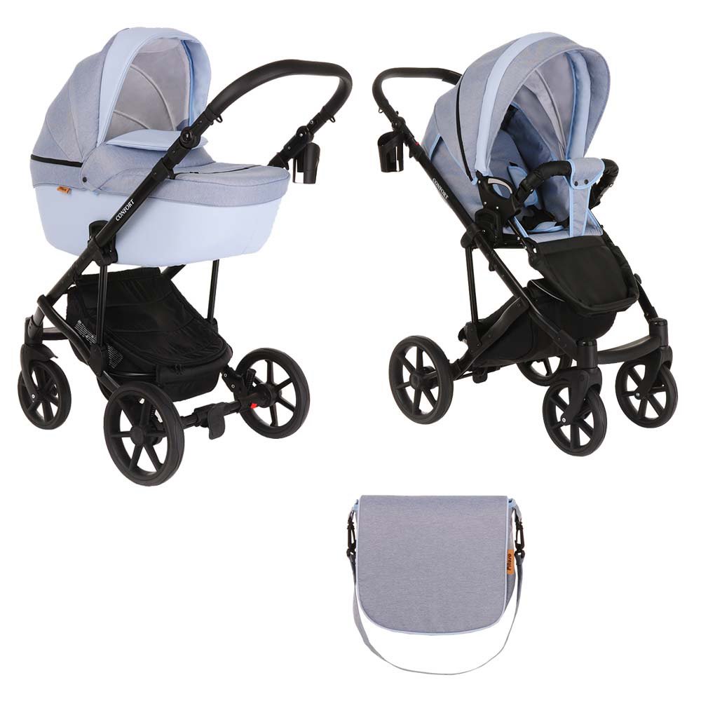 Коляска 2в1 Pituso Confort Plus Кожа голубая купить,NaN