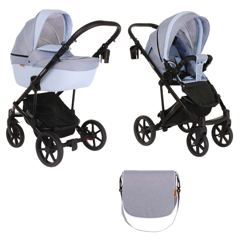 Коляска 2в1 Pituso Confort Plus Кожа голубая купить,NaN