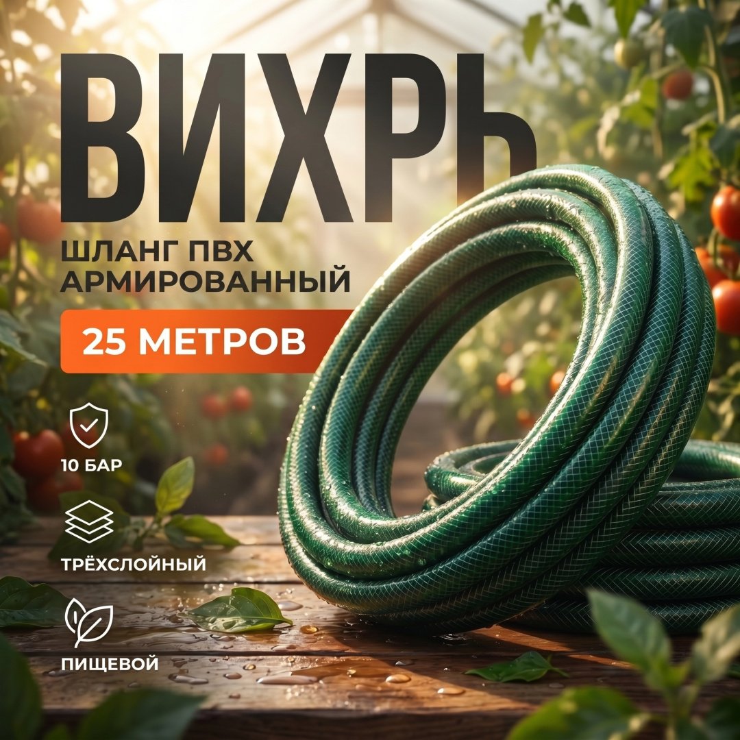 Шланг для полива ВИХРЬ 25 м, 19 мм