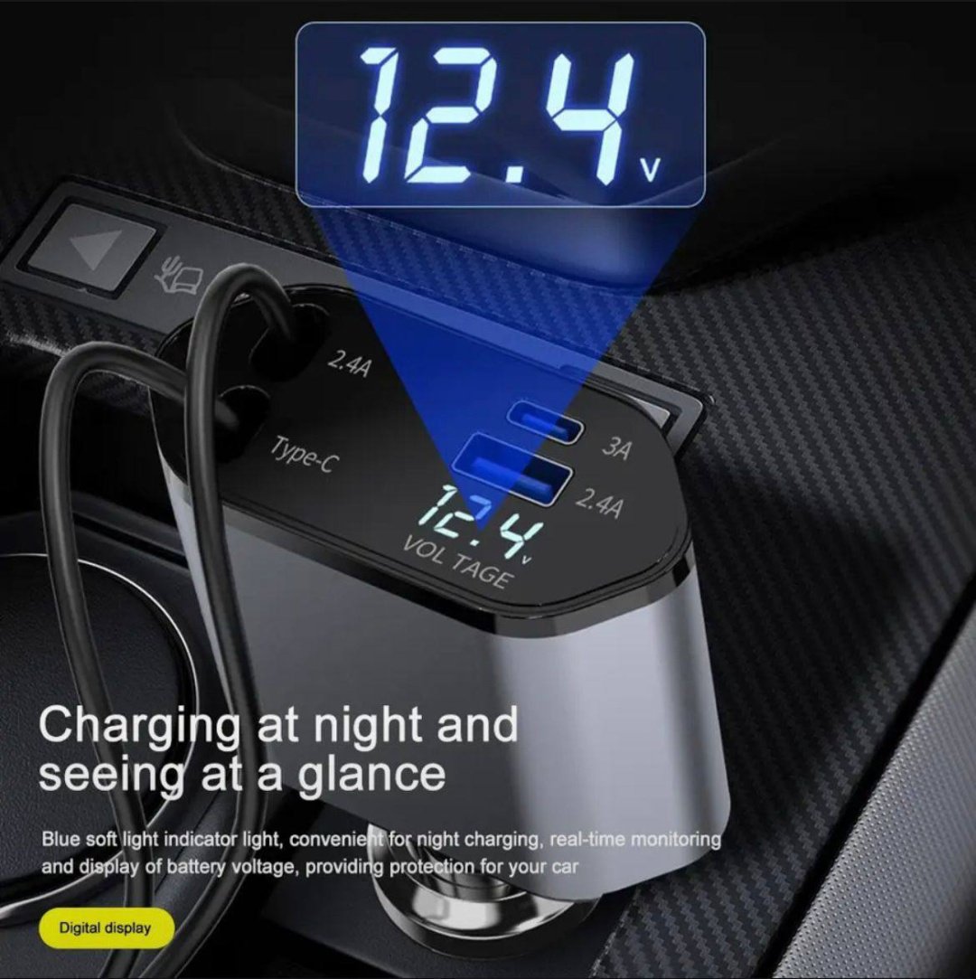 Зарядное устройство Автомобильное зарядное устройство 120W 4 in 1 Lightning, USB, USB Type-C серый купить,9500