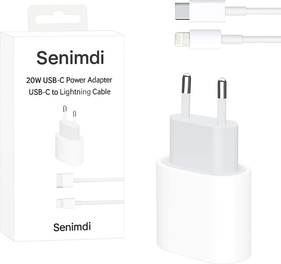 Зарядное устройство Senimdi iPD25 Lightning, USB Type-C 25 Вт белый купить,NaN