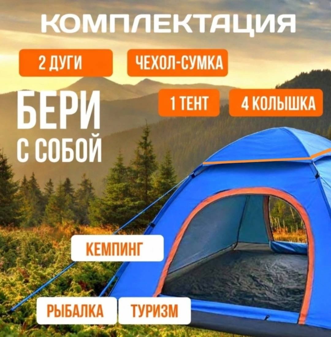 Палатка IER кемпинговая 2-местная голубой