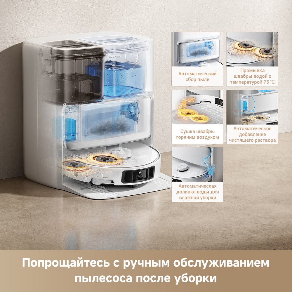 Робот-пылесос TROUVER P50 Pro Ultra белый, серебристый купить,365998