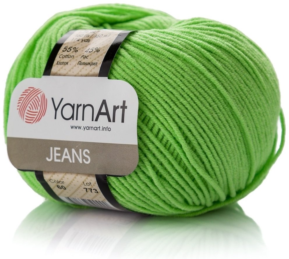 Моток YarnArt Jeans 60 зеленый неон 160 м 50 г купить,NaN