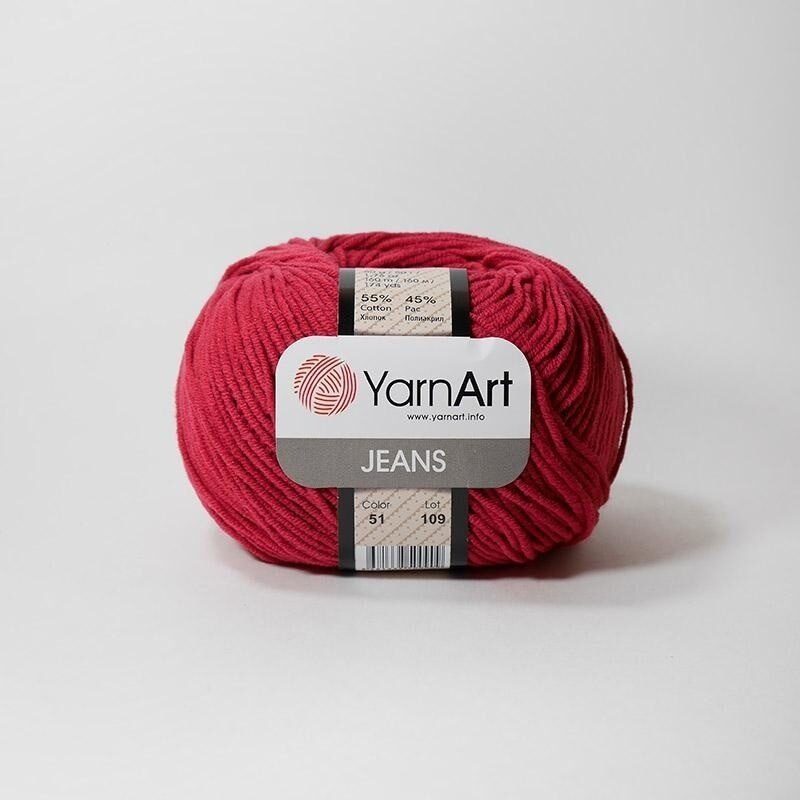 Моток YarnArt Jeans 51 красный 160 м 50 г купить,NaN