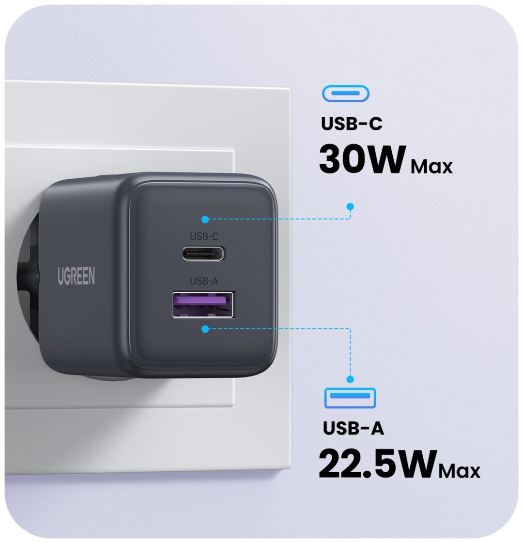 Зарядное устройство Ugreen X516 (55539) USB Type-C, USB черный