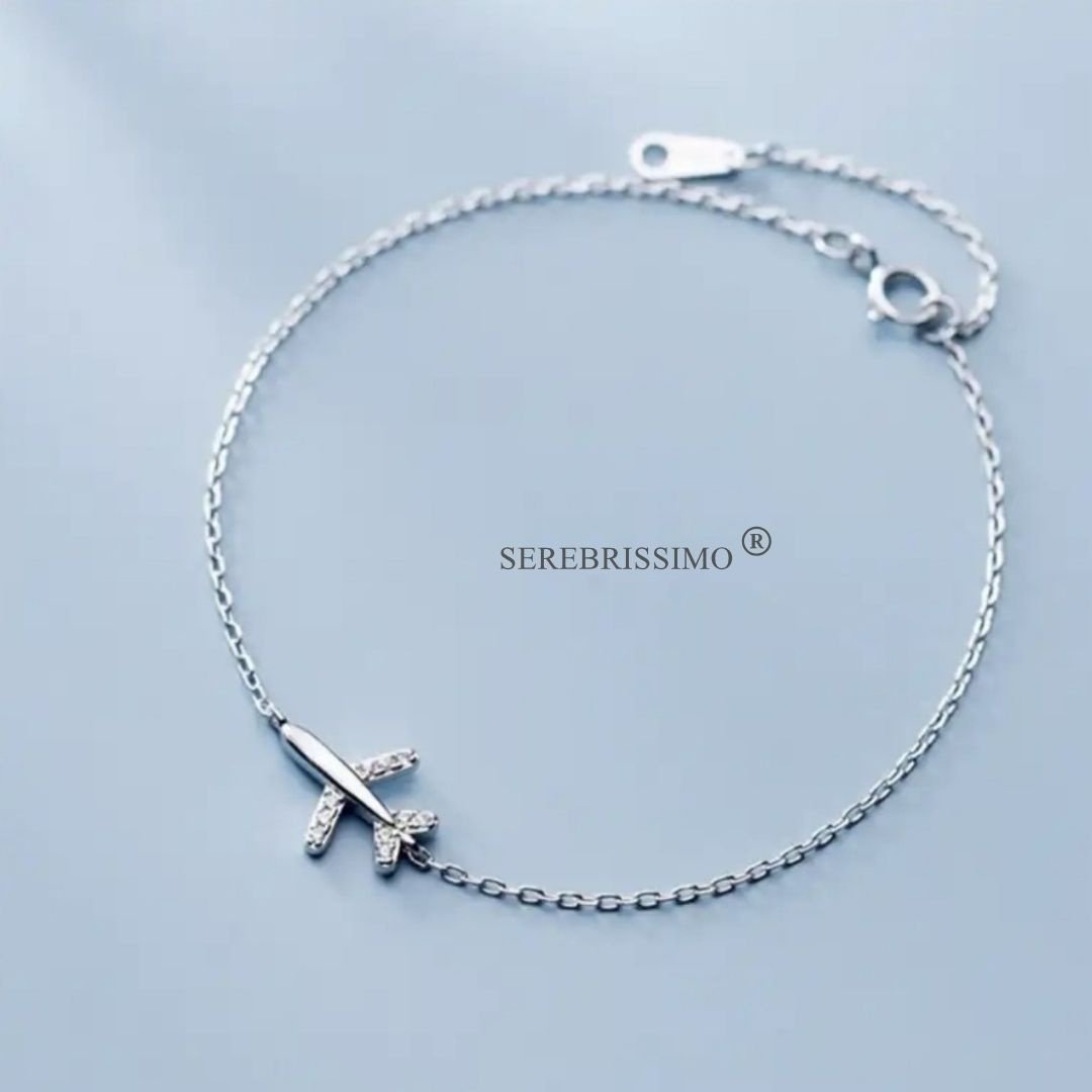 Браслет Serebrissimo Самолетик S925-4-017 длина 17 см, вес 1.1 г серебро, плетение якорное купить,19990