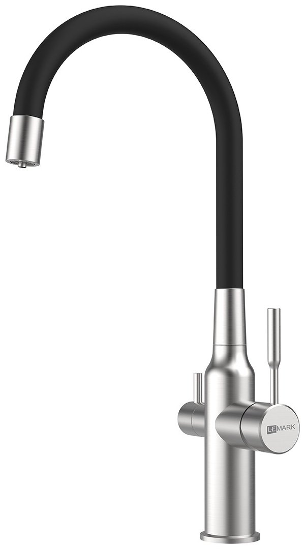 Смеситель с гибким изливом Lemark LM5083S-BlackWH, латунь, цвет черный купить,99330