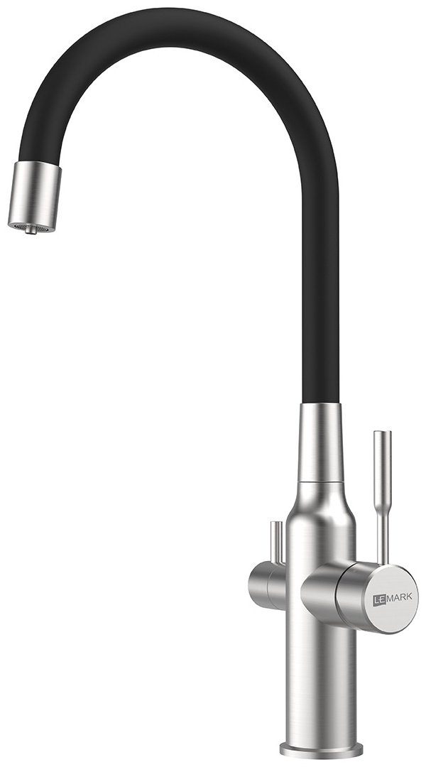 Смеситель с гибким изливом Lemark LM5083S-BlackWH, латунь, цвет черный купить,99330