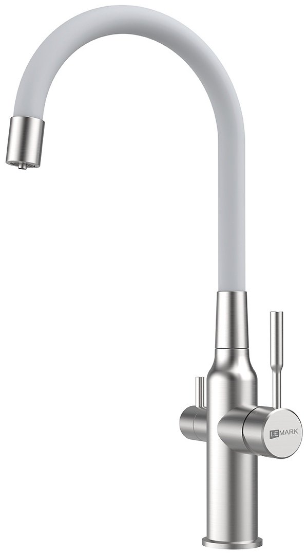 Смеситель с гибким изливом Lemark LM5083S-White, латунь, цвет белый купить,78610