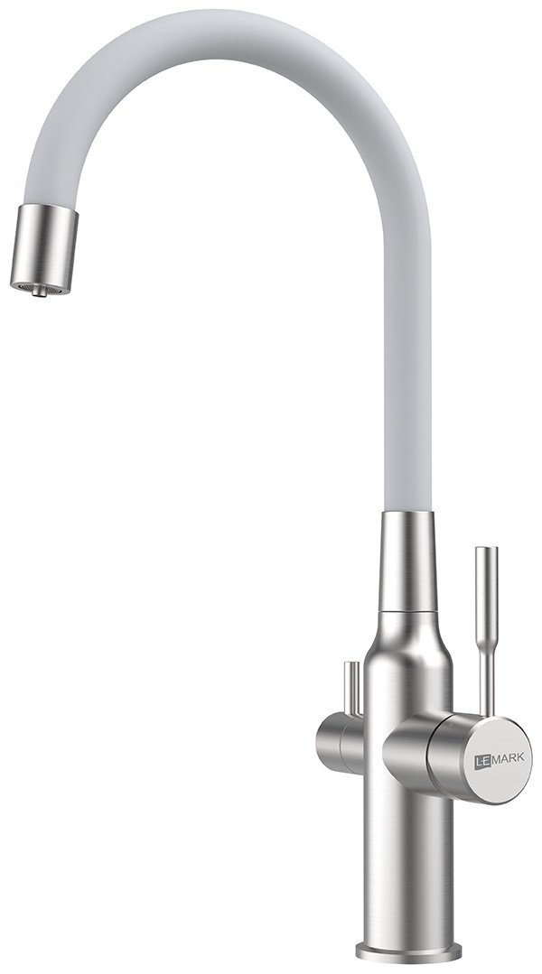 Смеситель с гибким изливом Lemark LM5083S-White, латунь, цвет белый купить,78610