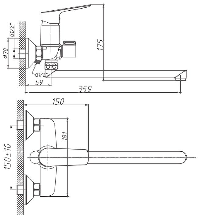 Смеситель для ванны Haiba HB22506, латунь, цвет хром купить,NaN