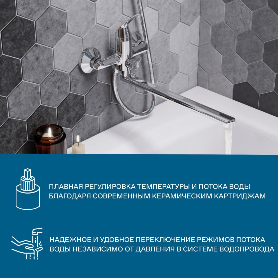 Смеситель для ванны с душем Santek Нико, однозахватный купить,NaN