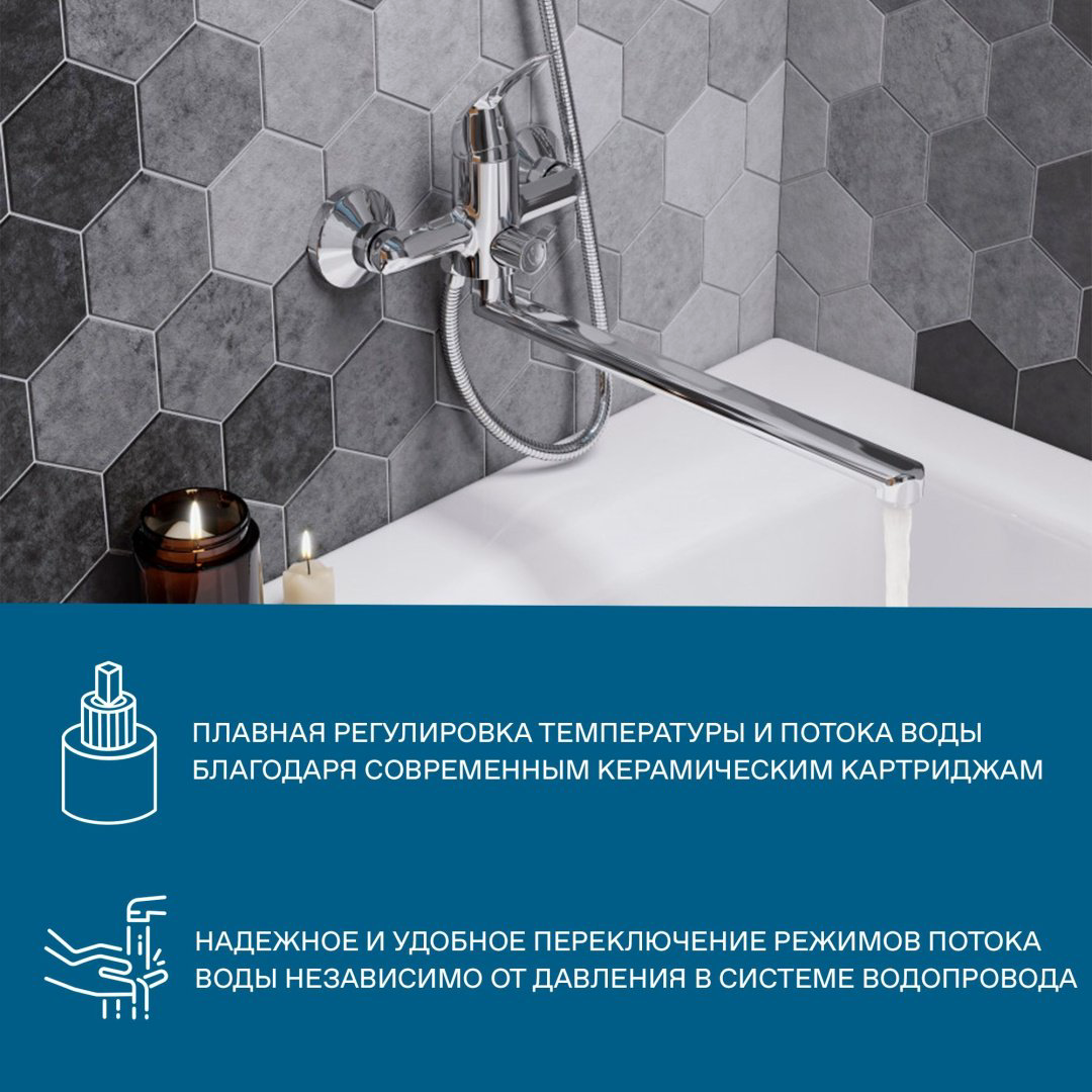 Смеситель для ванны с душем Santek Нико, однозахватный купить,NaN
