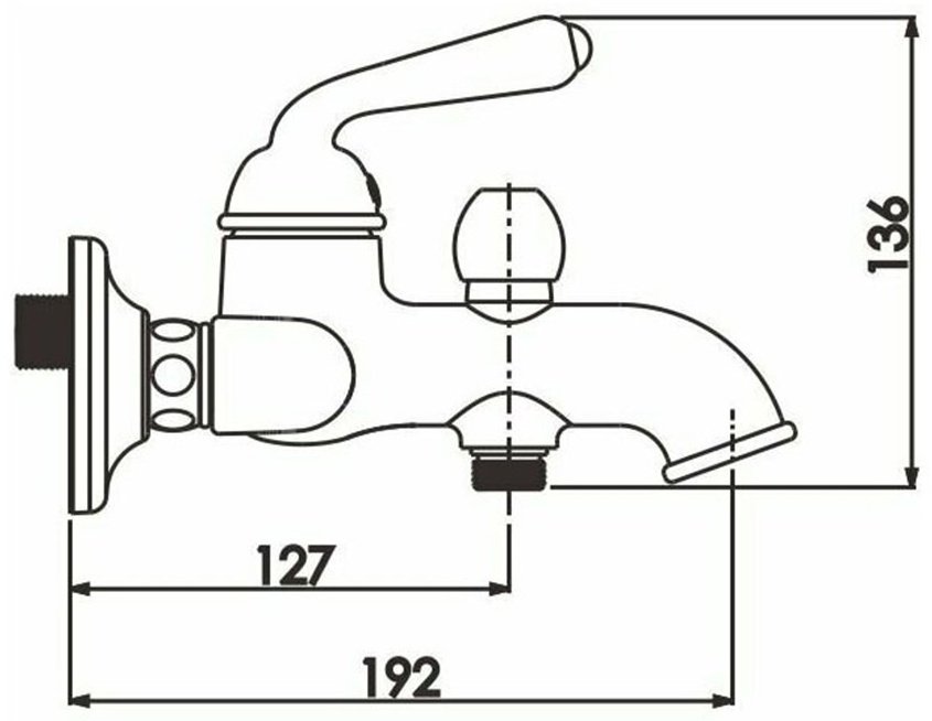 Смеситель для ванны Rose R0202E, однозахватный купить,NaN