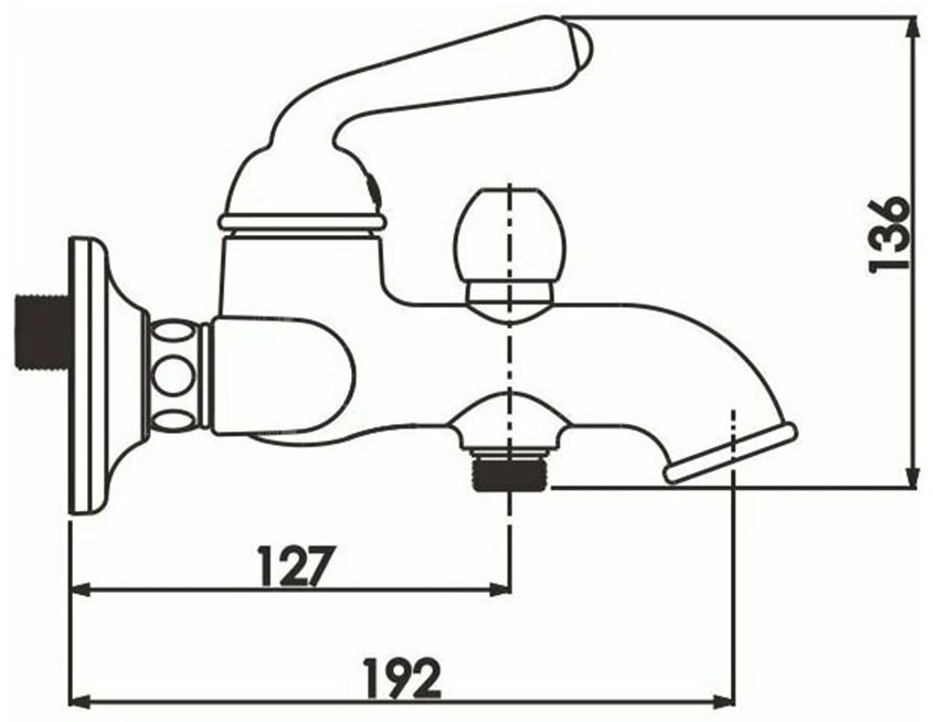 Смеситель для ванны Rose R0202E, однозахватный купить,NaN