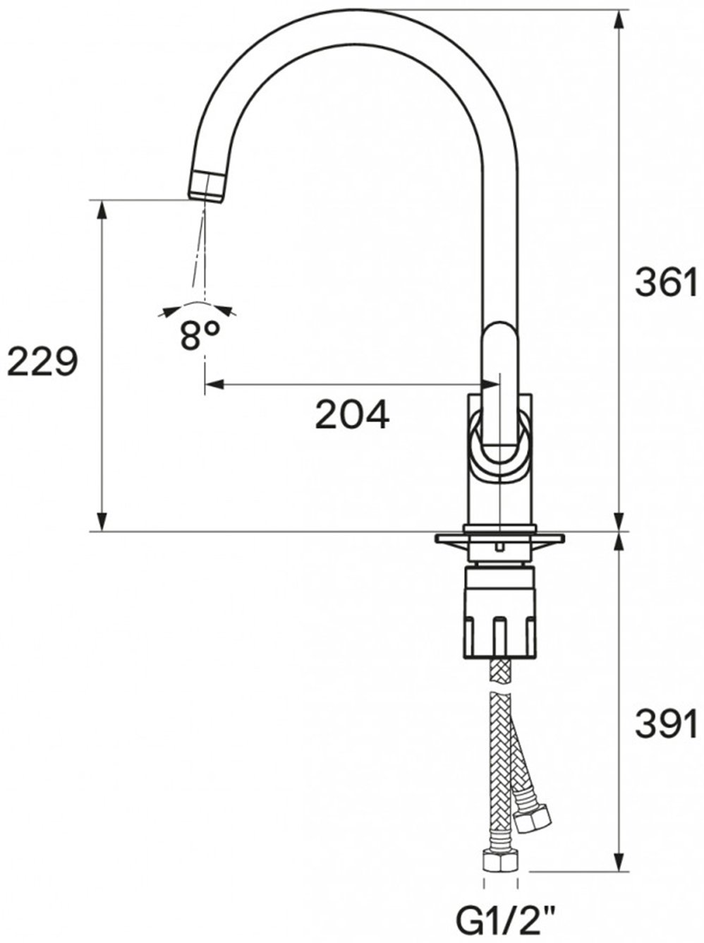 Смеситель для кухни (мойки) Santek WH5A41008N001, однозахватный купить,44300