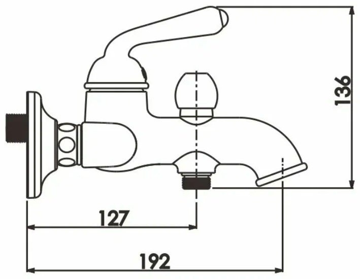 Смеситель для ванны Rose R0202H, латунь, цвет черный купить,NaN