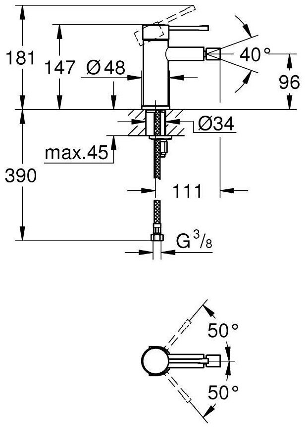 Смеситель для биде Grohe Essence (24395KF1), латунь, цвет черный купить,NaN
